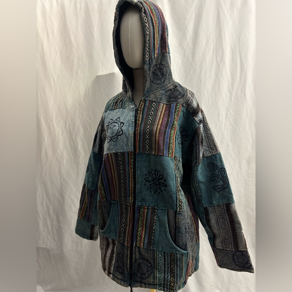 Multicolor Patchwork Hooded Jacket - image 1